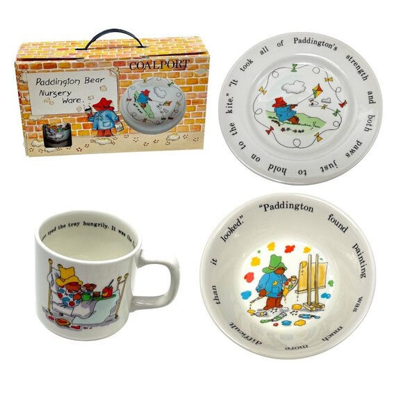 Coalport Paddington Bear Eden 1984 Bowl Plate Cup Set Open Box Unused 1984 - Picture 1 of 16